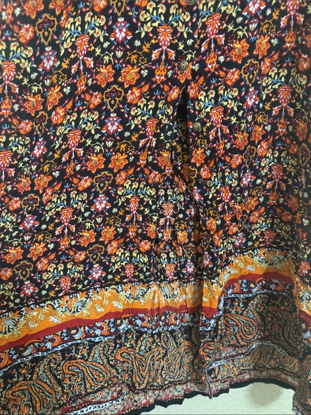 Urban Gypsy Boho Floral Maxi Skirt Womens Medium Front Slit Button Front - Picture 4 of 5